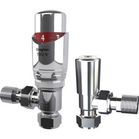 Drayton TRV4 Angled Body and Lockshield (15mm) (Chrome)