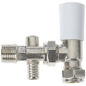 Drayton Chrome Angled Lockshield With Drain Off (15mm)