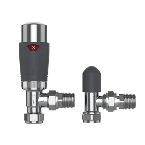 LeoNova Angled TRV with Lockshield (15mm) (Anthracite and Chrome)