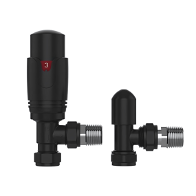 LeoNova Angled TRV with Lockshield (15mm) (Black)