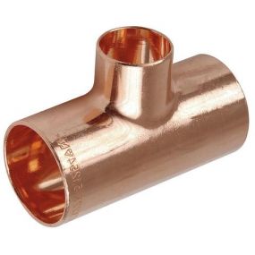 Copper End Feed Reduced Tee 15mm X 15mm X 10mm