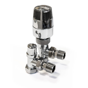 Intatec i-therm Angled thermostatic Radiator Valve with Locksheild (15mm) (Chrome)