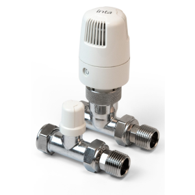 Intatec i-therm Straight thermostatic Radiator Valve with Locksheild (15mm) (White)
