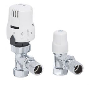 Altecnic - 10mm X Half Inch ECOCAL Angled Thermostatic Radiator And Lock Shield Valve Twin Pack