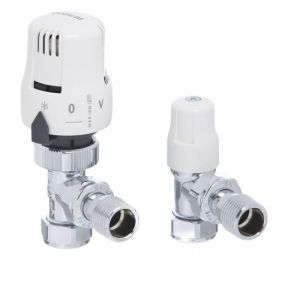 Altecnic ECOCAL Angled Thermostatic Radiator and Lock Shield Valve Twin Pack (10mm x 1/2 Inch BSP)