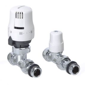Altecnic - 10mm X Half Inch ECOCAL Straight Thermostatic Radiator And Lock Shield Valve Twin Pack White Head
