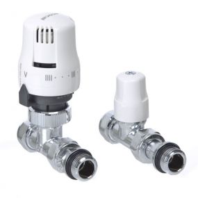 Altecnic ECOCAL Straight Thermostatic Radiator and Lock Shield Valve Twin Pack (White Head) (10mm x 1/2 Inch BSP)