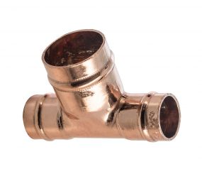 Copper Solder Ring Fitting - Reduced Ends Tee 15mm x 15mm x 22mm
