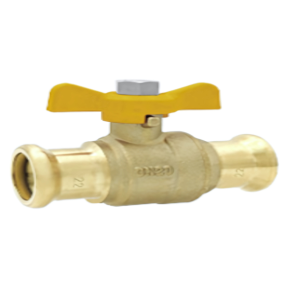 Press Fit M Profile Butterfly T-Bar Brass Ball Valve with Yellow Handle GAS