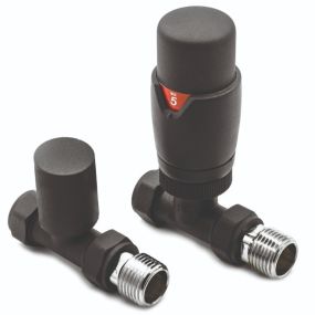 LeoNova Round Straight Thermostatic Radiator Valve Pack (Anthracite)