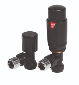 LeoNova Round Angled Thermostatic Radiator Valve Pack (Black)