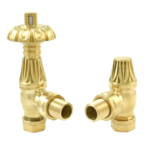 Thermostatic Radiator Valve Angled Westminster Pack (Polished Brass)