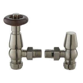 Thermostatic Radiator Valve Angled Chelsea Pack (Satin Brushed Nickel)