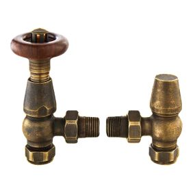 Thermostatic Radiator Valve Angled Chelsea Pack (Antique Brass)