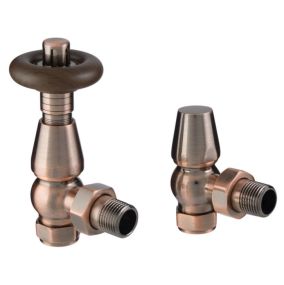 Thermostatic Radiator Valve Angled Chelsea Pack (Antique Copper)