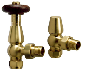 Thermostatic Radiator Valve Angled Chelsea Pack (Brushed Brass)