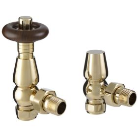 Thermostatic Radiator Valve Angled Chelsea Pack (Polished Brass)