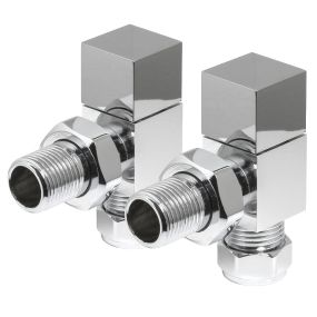LeoNova Square Angled Manual Radiator Valves Pack (Chrome)