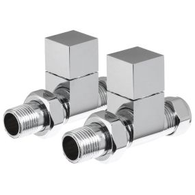 LeoNova Square Straight Manual Radiator Valves Pack (Chrome)