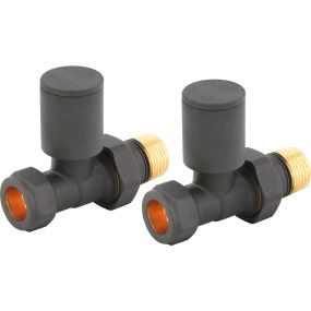 LeoNova Round Straight Manual Radiator Valves Pack (Anthracite)