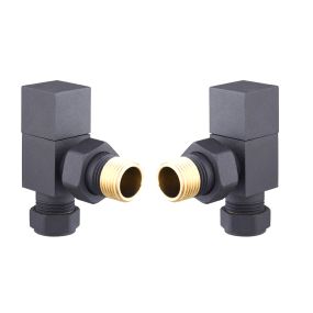 LeoNova Square Angled Manual Radiator Valves Pack (Anthracite)