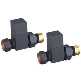 LeoNova Square Straight Manual Radiator Valves Pack (Anthracite)
