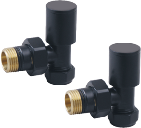 LeoNova Round Angled Manual Radiator Valves Pack (Black)