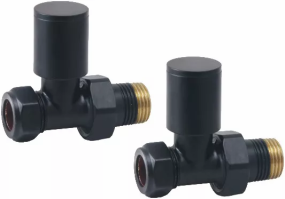 LeoNova Round Straight Manual Radiator Valves Pack (Black)