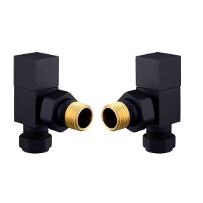LeoNova Square Angled Manual Radiator Valves Pack (Black)