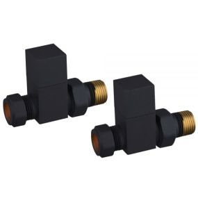 LeoNova Square Straight Manual Radiator Valves Pack (Black)