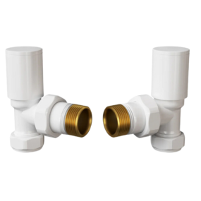 LeoNova Round Angled Manual Radiator Valves Pack (White)