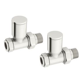 LeoNova Round Straight Manual Radiator Valves Pack (Satin Brushed Nickel)