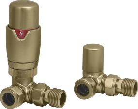 LeoNova Round Corner Thermostatic Radiator Valve Pack (Brushed Brass)