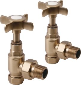 LeoNova Crosshead Angled Manual Radiator Valves (Single) (Brushed Brass)