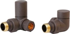 LeoNova Round Corner Manual Radiator Valve Pack (Pair) (Mocha)