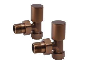 LeoNova Round Angled Manual Radiator Valves Pack (Brushed Bronze)