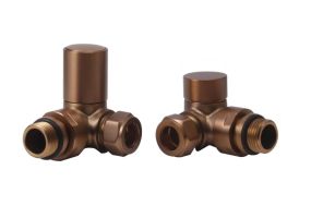 LeoNova Round Corner Manual Radiator Valves Pack (Brushed Bronze)