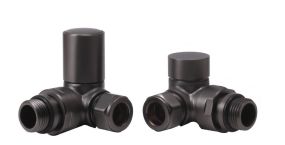 LeoNova Round Corner Manual Radiator Valves Pack (Brushed Gunmetal)