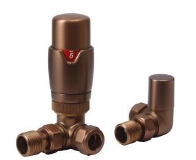 LeoNova Round Corner Thermostatic Radiator Valve Pack (Brushed Bronze)