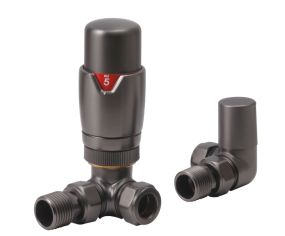 LeoNova Round Corner Thermostatic Radiator Valve Pack (Brushed Gunmetal)