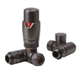 LeoNova Round Corner Dual Fuel Thermostatic Radiator Valve Pack (Brushed Gunmetal)