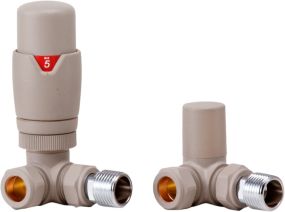 LeoNova Round Corner Thermostatic Radiator Valve Pack (Pair) (Cappuccino)