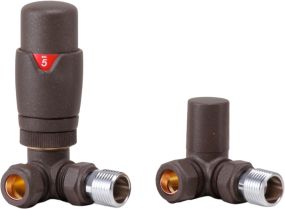 LeoNova Round Corner Thermostatic Radiator Valve Pack (Pair) (Mocha)
