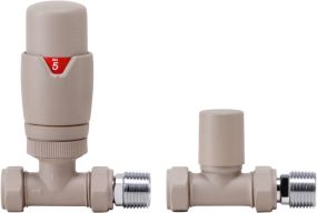 LeoNova Round Straight Thermostatic Radiator Valve Pack (Pair) (Cappuccino)