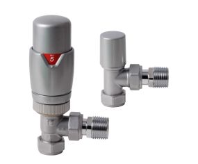 LeoNova Round Angled Thermostatic Radiator Valve Pack (Pair) (Pearl Shine)