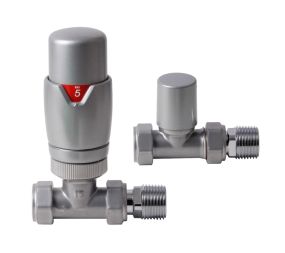 LeoNova Round Straight Thermostatic Radiator Valve Pack (Pair) (Pearl Shine)