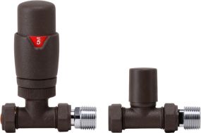 LeoNova Round Straight Thermostatic Radiator Valve Pack (Pair) (Mocha)