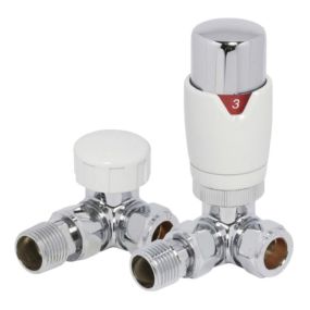 LeoNova Round Corner Thermostatic Radiator Valve Pack (Pair) (White/chrome)