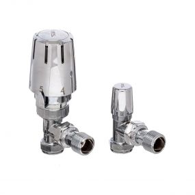 Altecnic Caleffi Eres High Chrome Angle Thermostatic Radiator Valve (15mm) (Twin Pack)