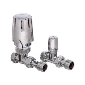 Altecnic Caleffi Eres High Chrome Straight Thermostatic Radiator Valve (15mm) (Twin Pack)